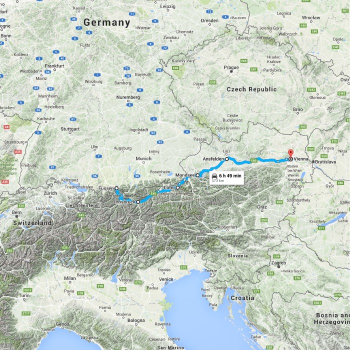 Füssen, Germany to Vienna, Austria - Google Maps